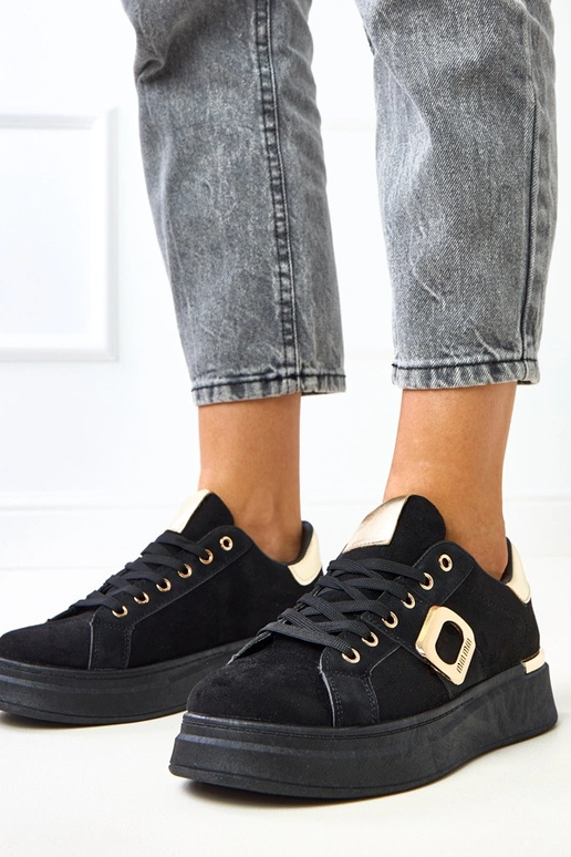 Zwarte sneakers met platform en... Zwarte sneakers met platform en...