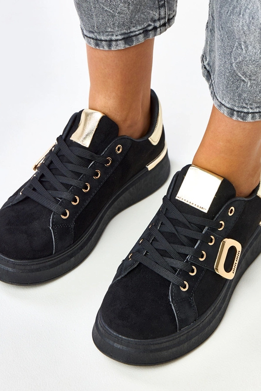 Zwarte sneakers met platform en... Zwarte sneakers met platform en...