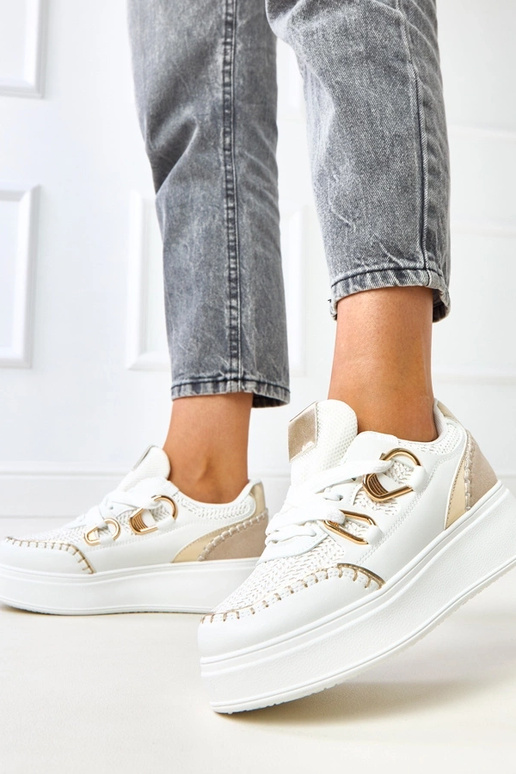 Witte sneakers met platform en... Witte sneakers met platform en...