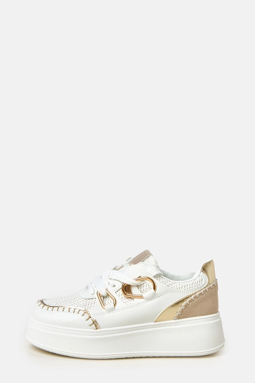 Witte sneakers met platform en... Witte sneakers met platform en...