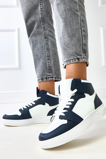 Hoge witte donkerblauwe sneakers met platform Olsen 2