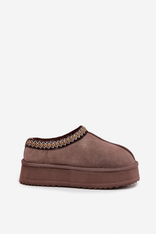 Laag van suède SneeuIn laarzen DamesHaftem met platform Vinceza 97960 bruine kleur