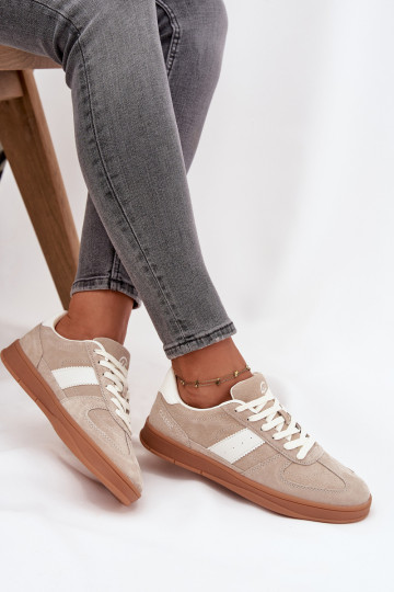 van suède Sneakers model schoenen Dames Vinceza 14029 beige