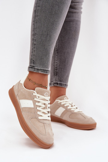 van suède Sneakers model schoenen Dames Vinceza 14029 beige 2