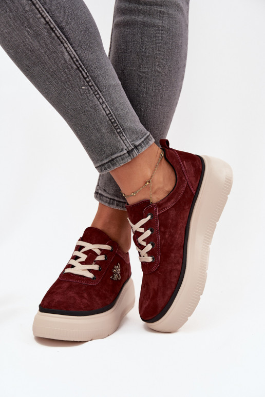 van suède schoenen Dames met platformPrzypinką Vinceza 41495 bordeaux