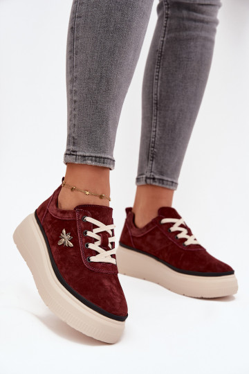 van suède schoenen Dames met platformPrzypinką Vinceza 41495 bordeaux 2