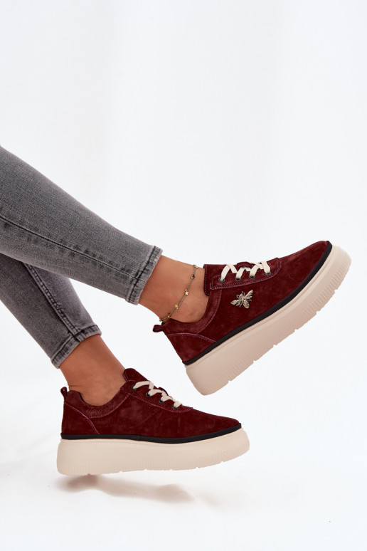 van suède schoenen Dames met platformPrzypinką Vinceza 41495 bordeaux