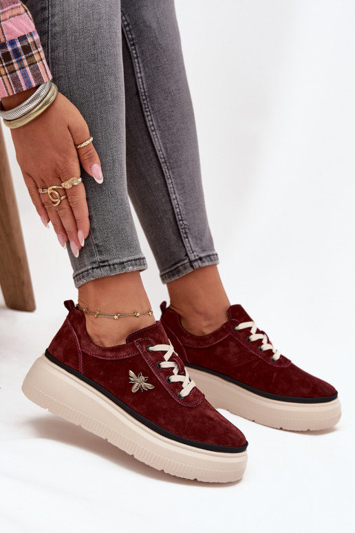 van suède schoenen Dames met platformPrzypinką Vinceza 41495 bordeaux