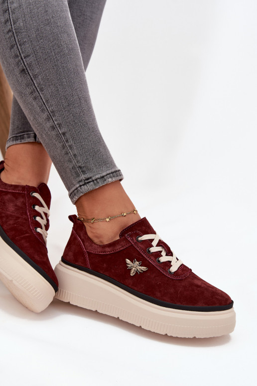 van suède schoenen Dames met platformPrzypinką Vinceza 41495 bordeaux