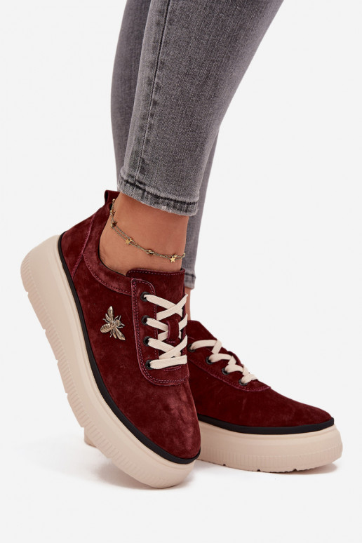 van suède schoenen Dames met platformPrzypinką Vinceza 41495 bordeaux