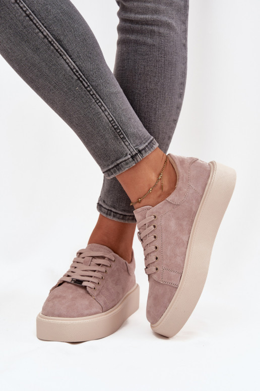 van suède Sneakers model schoenen Dames met platform Vinceza 79578 beige van suède Sneakers model schoenen Dames met platform Vinceza 79578 beige