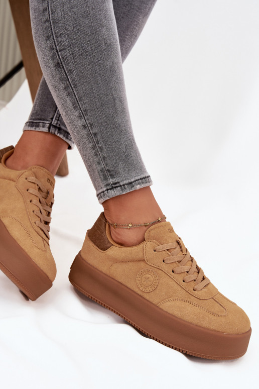 Sneakers model schoenen Dames met platform Big Star SS274762 bruine kleur Sneakers model schoenen Dames met platform Big Star SS274762 bruine kleur