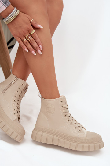 opInarmen Vrijetijdsschoenen met platform van ecoleer Big Star SS274535 beige