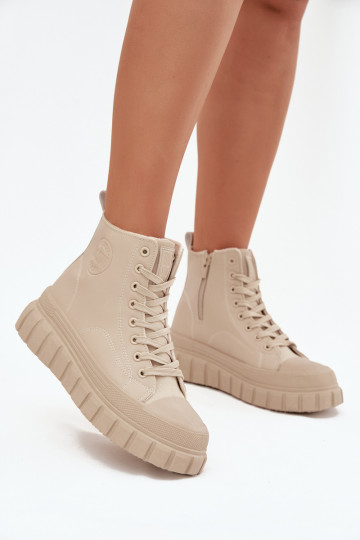 opInarmen Vrijetijdsschoenen met platform van ecoleer Big Star SS274535 beige 2