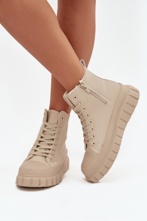 opInarmen Vrijetijdsschoenen met platform van ecoleer Big Star SS274535 beige opInarmen Vrijetijdsschoenen met platform van ecoleer Big Star SS274535 beige