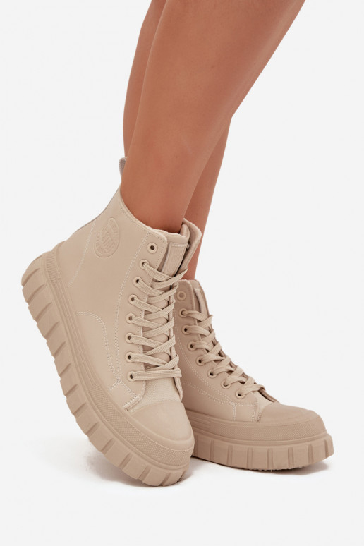 opInarmen Vrijetijdsschoenen met platform van ecoleer Big Star SS274535 beige opInarmen Vrijetijdsschoenen met platform van ecoleer Big Star SS274535 beige