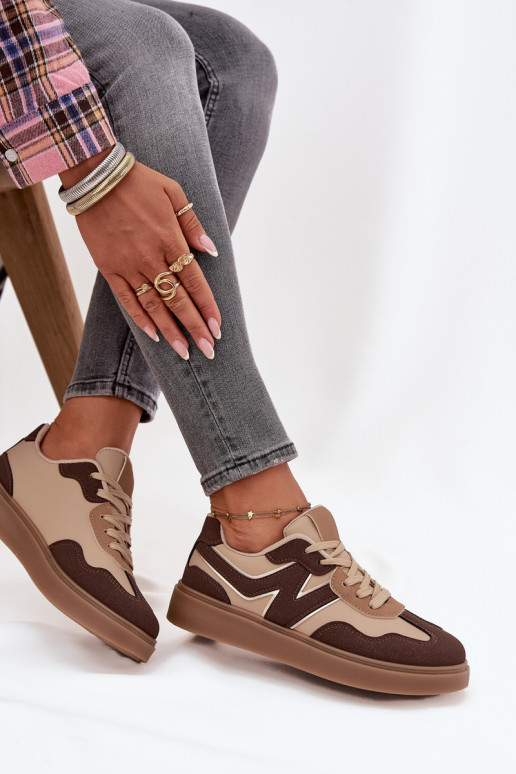 Sneakers model schoenen Dames laag Eko Leer bruine kleur Givelle Sneakers model schoenen Dames laag Eko Leer bruine kleur Givelle