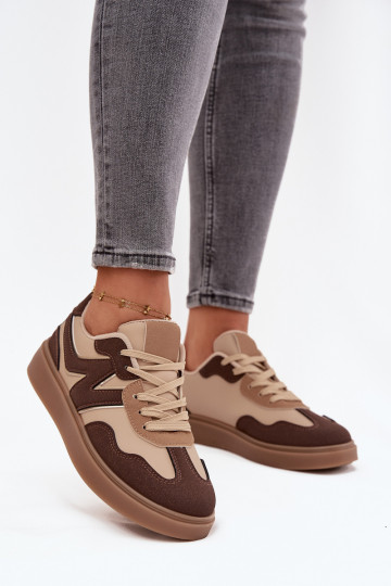 Sneakers model schoenen Dames laag Eko Leer bruine kleur Givelle 2