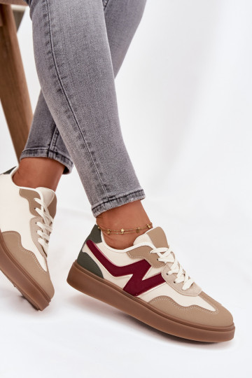 sportieve dames lage schoenen van eco-leer in zandkleur "Givelle"
