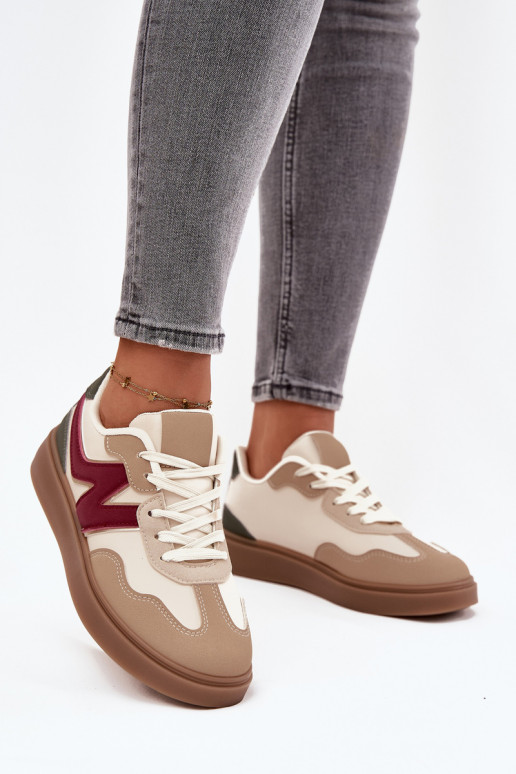 Sneakers model schoenen Dames laag Eko Leer beige Givelle Sneakers model schoenen Dames laag Eko Leer beige Givelle