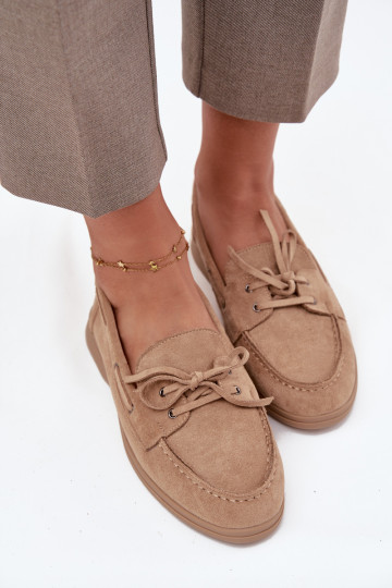 schoenen Mocassins Dames plat met stijlvolle details beige Zalina