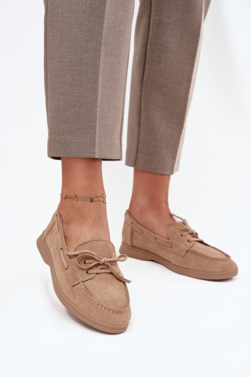 schoenen Mocassins Dames plat met stijlvolle details beige Zalina 2