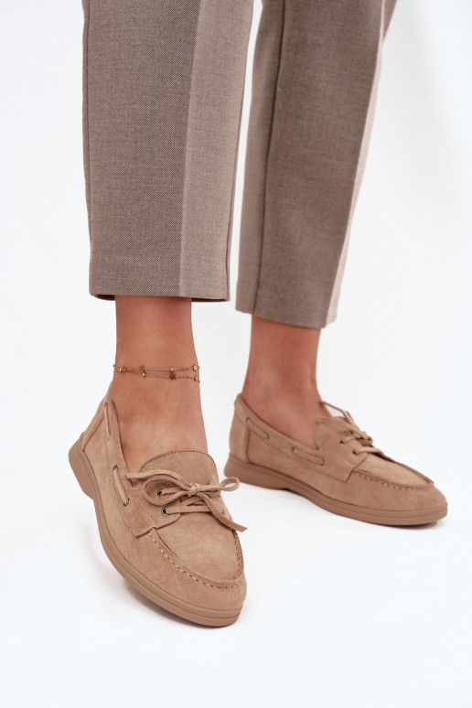 schoenen Mocassins Dames plat met stijlvolle details beige Zalina