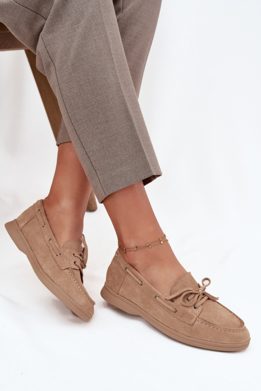 schoenen Mocassins Dames plat met stijlvolle details beige Zalina