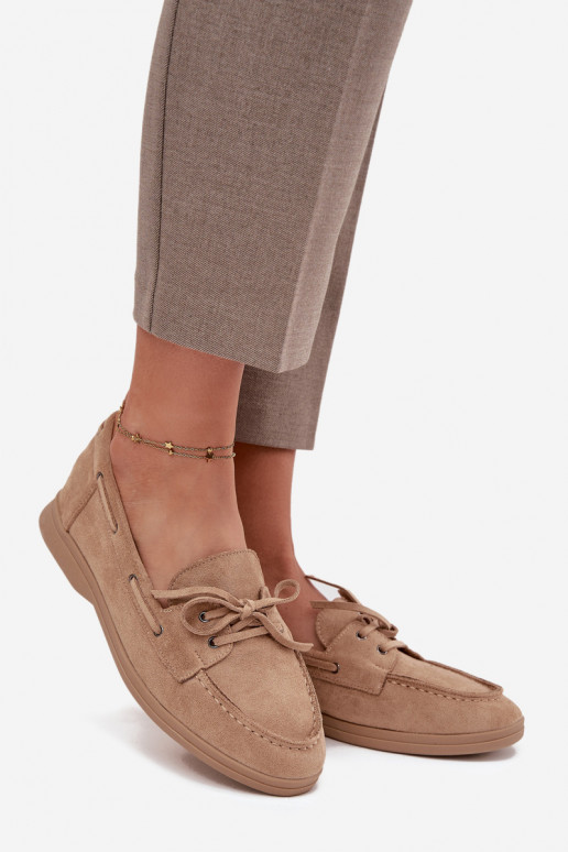 schoenen Mocassins Dames plat met stijlvolle details beige Zalina