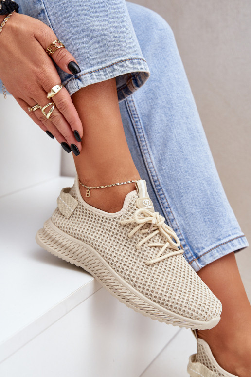 Gaas Persistent model sportschoenen Dames beige Harice Gaas Persistent model sportschoenen Dames beige Harice