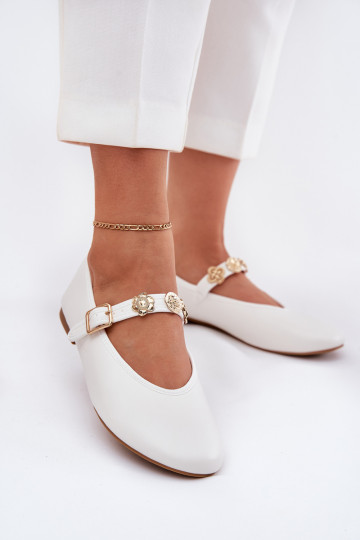 Ballerinas Dames met riemen I gouden kleurmi Przypinkami Initte kleur Firicene
