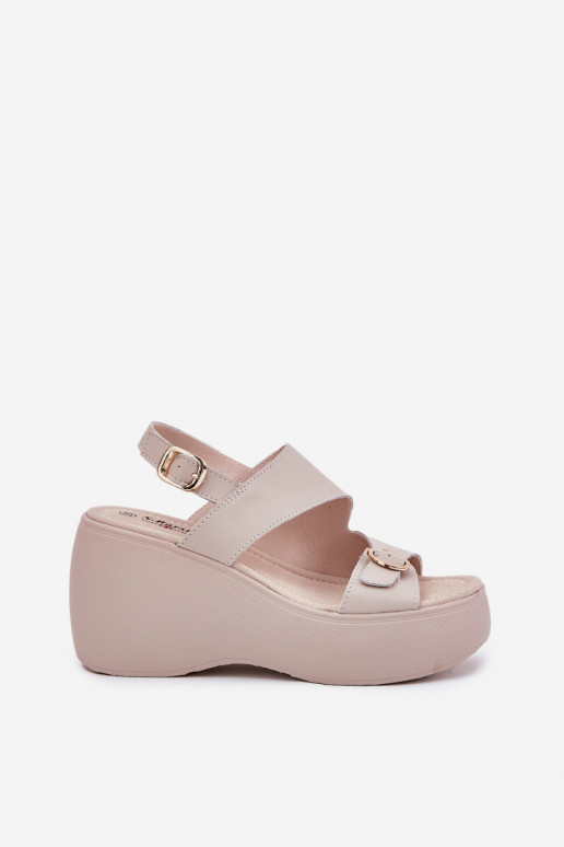 Dames sandalen Dames Op de INig en platform S.Barski LR51-540 beige Dames sandalen Dames Op de INig en platform S.Barski LR51-540 beige