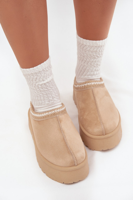 Ivoor kleurige Įjungtarirya lage dames sneeuwlaarzen met platform en bont Ivoor kleurige Įjungtarirya lage dames sneeuwlaarzen met platform en bont