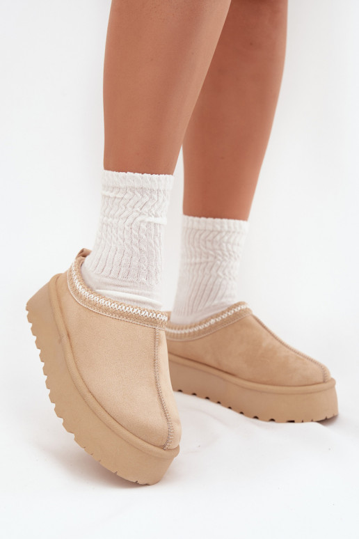 Ivoor kleurige Įjungtarirya lage dames sneeuwlaarzen met platform en bont Ivoor kleurige Įjungtarirya lage dames sneeuwlaarzen met platform en bont