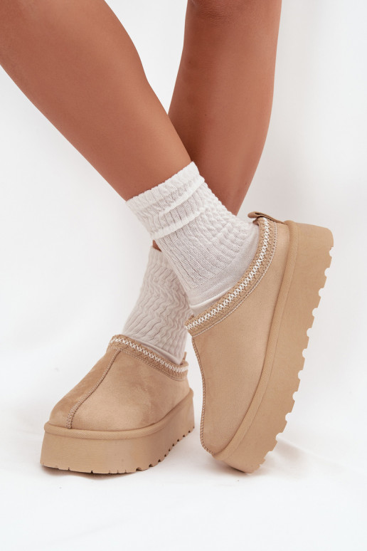 Ivoor kleurige Įjungtarirya lage dames sneeuwlaarzen met platform en bont Ivoor kleurige Įjungtarirya lage dames sneeuwlaarzen met platform en bont