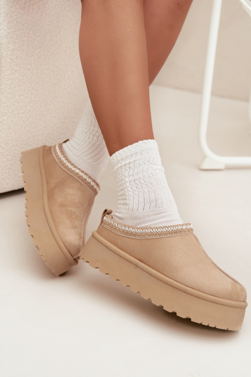 Ivoor kleurige Įjungtarirya lage dames sneeuwlaarzen met platform en bont Ivoor kleurige Įjungtarirya lage dames sneeuwlaarzen met platform en bont