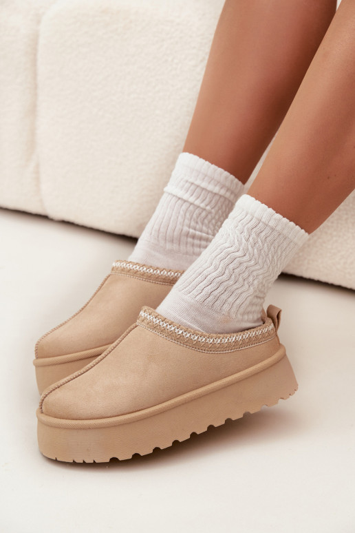 Ivoor kleurige Įjungtarirya lage dames sneeuwlaarzen met platform en bont Ivoor kleurige Įjungtarirya lage dames sneeuwlaarzen met platform en bont