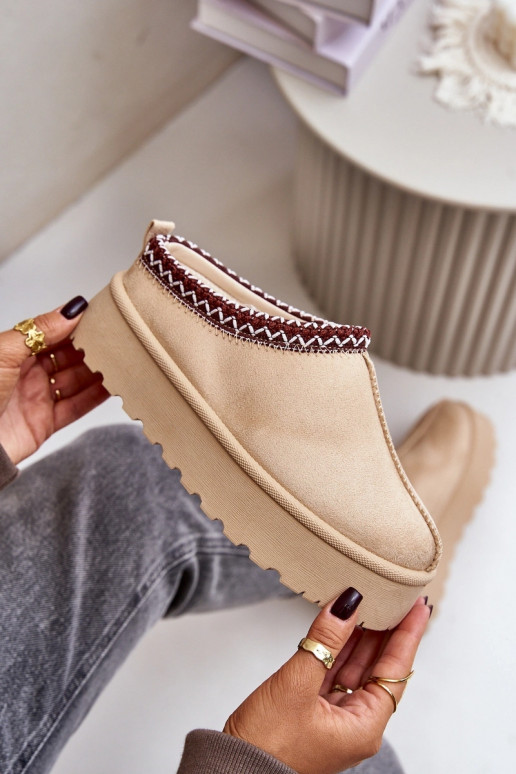 Ivoor kleurige Įjungtarirya lage dames sneeuwlaarzen met platform en bont Ivoor kleurige Įjungtarirya lage dames sneeuwlaarzen met platform en bont