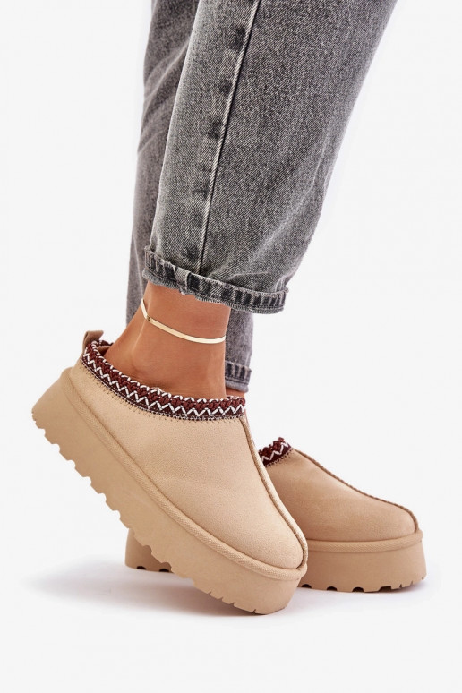 Ivoor kleurige Įjungtarirya lage dames sneeuwlaarzen met platform en bont Ivoor kleurige Įjungtarirya lage dames sneeuwlaarzen met platform en bont