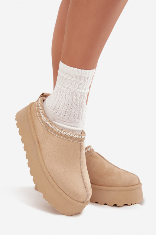 Ivoor kleurige Įjungtarirya lage dames sneeuwlaarzen met platform en bont Ivoor kleurige Įjungtarirya lage dames sneeuwlaarzen met platform en bont