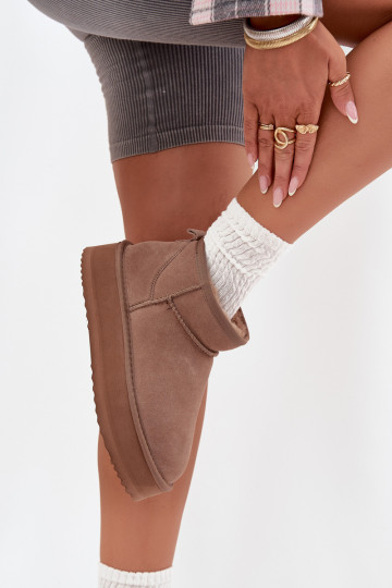Suede dames sneeuwlaarzen met plateau Vinceza 97962 zandkleur