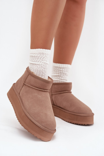 Suede dames sneeuwlaarzen met plateau Vinceza 97962 zandkleur 2