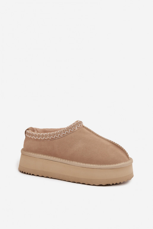 Laag van suède SneeuIn laarzen DamesHaftem met platform Vinceza 97960 beige