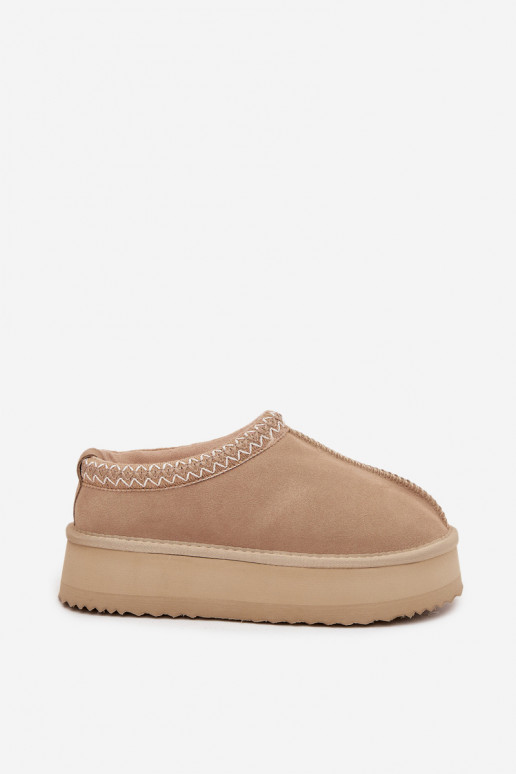 Laag van suède SneeuIn laarzen DamesHaftem met platform Vinceza 97960 beige