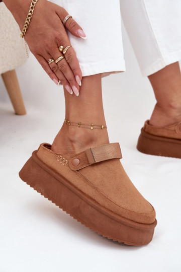 SneeuIn laarzen Dames met platformmet lijmbevestigingem bruine kleur Jorielle