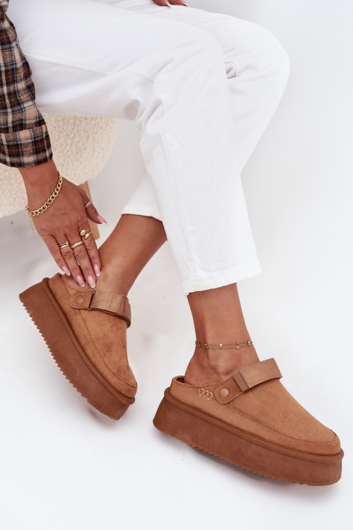 SneeuIn laarzen Dames met platformmet lijmbevestigingem bruine kleur Jorielle