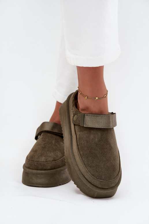 SneeuIn laarzen Dames met platformmet lijmbevestigingem kaki kleuren Jorielle SneeuIn laarzen Dames met platformmet lijmbevestigingem kaki kleuren Jorielle