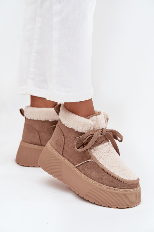 SneeuIn laarzen Dames met platform met bont beige Florivelle SneeuIn laarzen Dames met platform met bont beige Florivelle