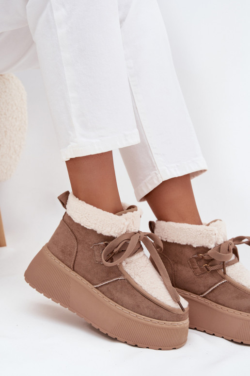 SneeuIn laarzen Dames met platform met bont beige Florivelle SneeuIn laarzen Dames met platform met bont beige Florivelle