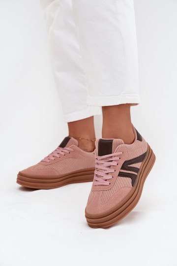 Dames velours sneakers in sportieve stijl met plateau, roze Skye 2